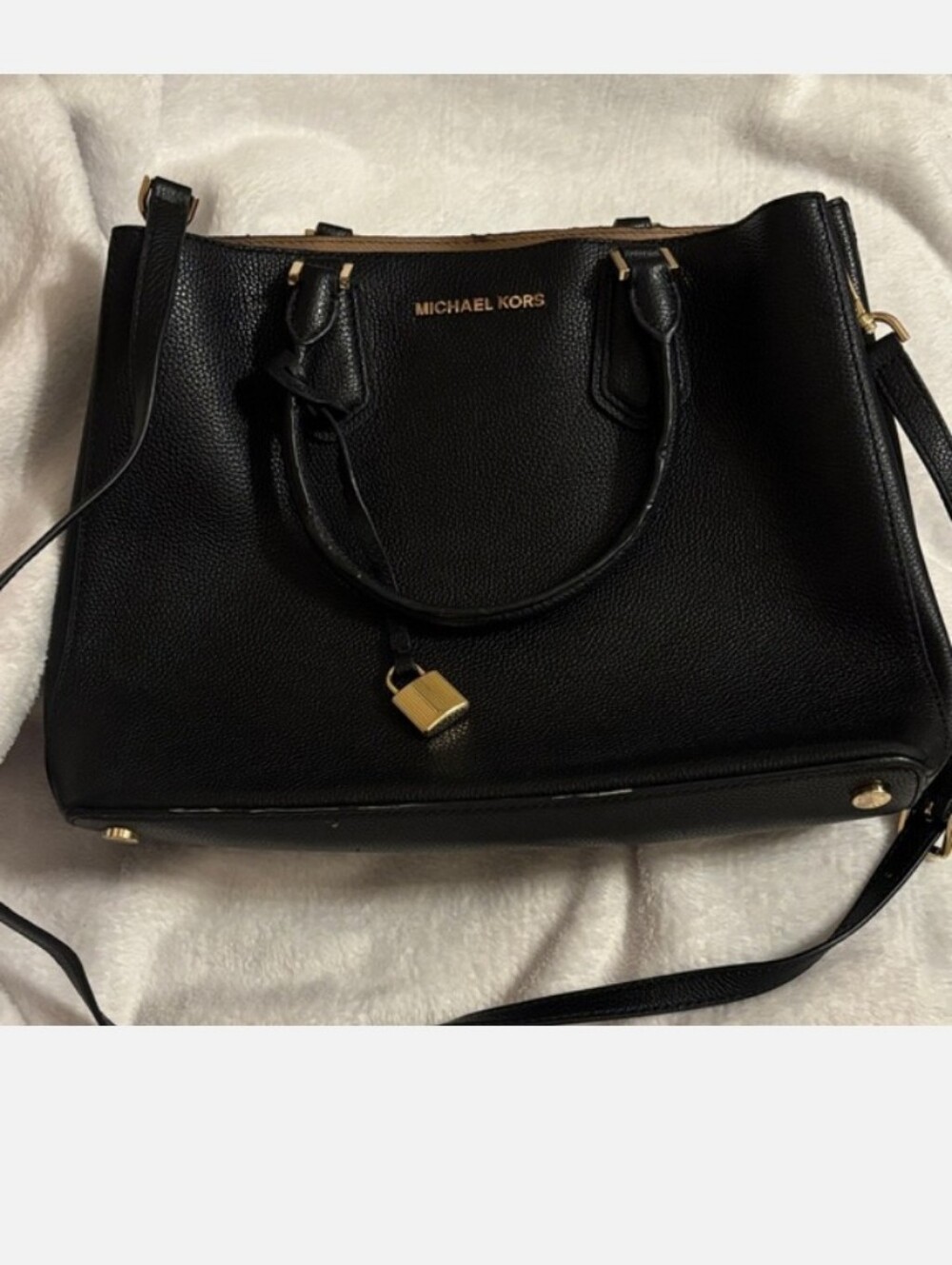 Michael Kors Black Satchel with Gold Accents